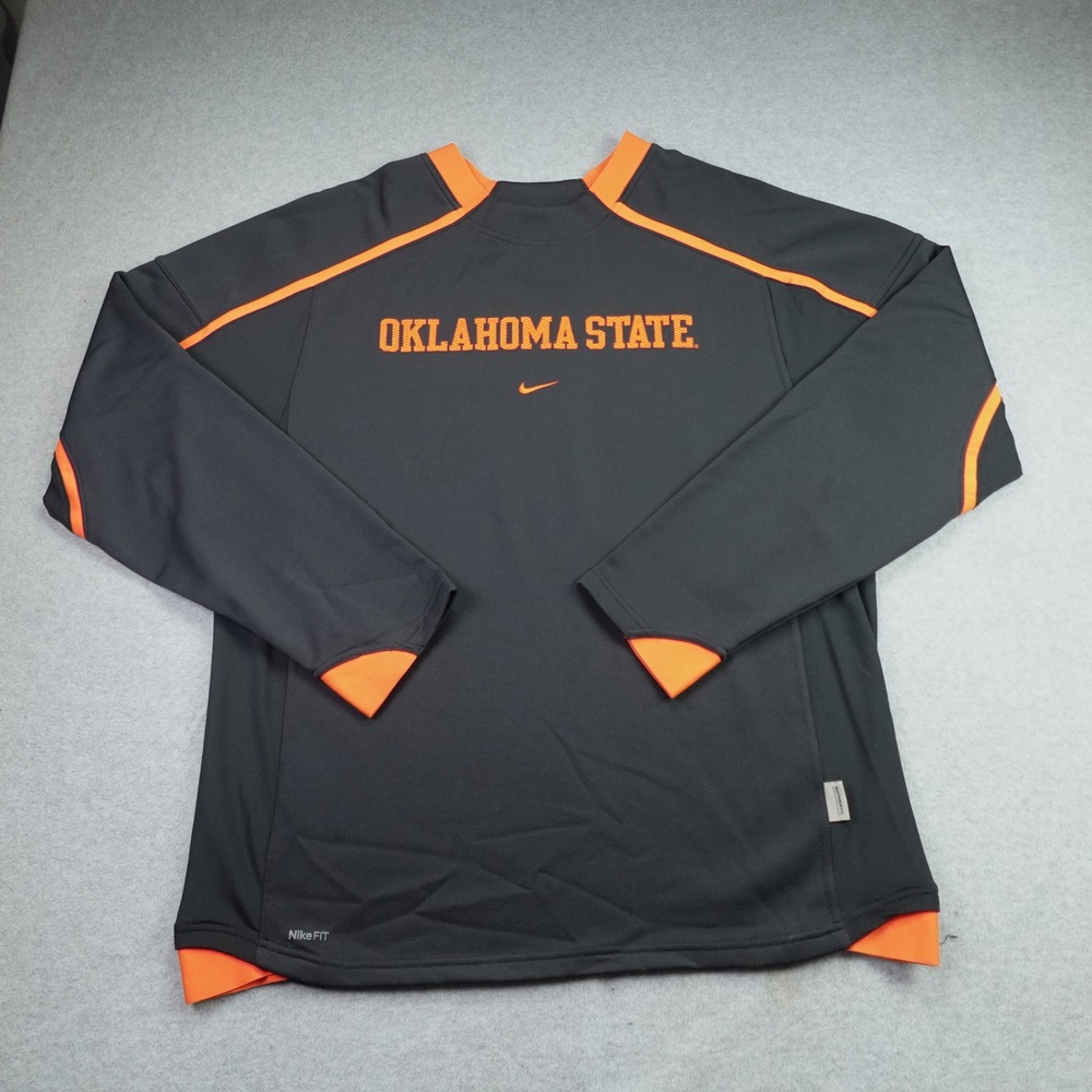 Oklahoma State Cowboys Pullover Mens L Black Orange Therma Fit Training Nike